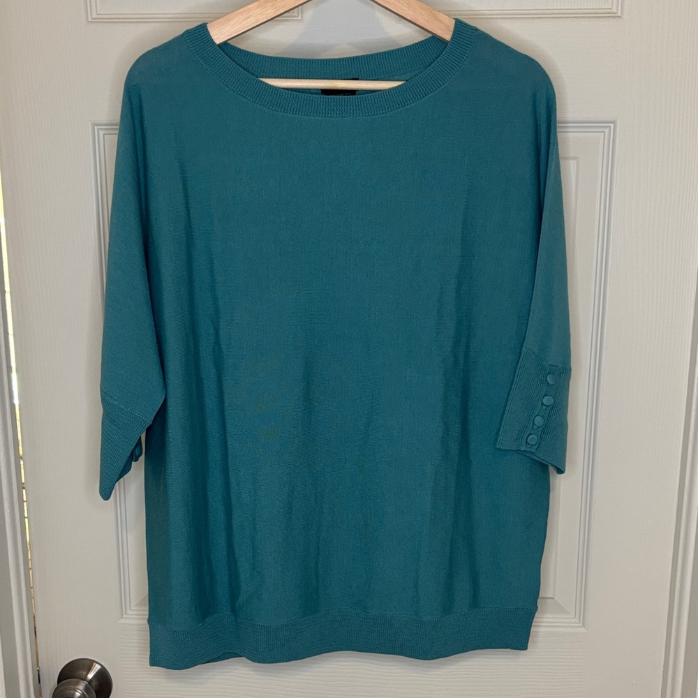 Talbots Teal Knit Sweater with Button Detail NWT